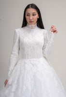 LOOK 27 Modest french corded lace sleeves fully lined bridal gown (Model WG2024-27)