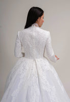 LOOK 27 Modest french corded lace sleeves fully lined bridal gown (Model WG2024-27)