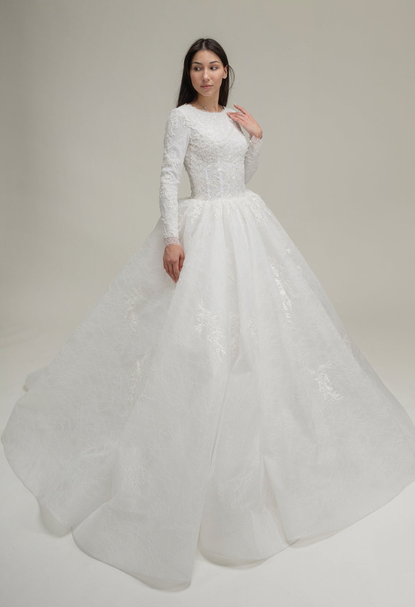 LOOK 19 Embroidery wedding gown from premium Chantilly lace (Model WG2024-19)