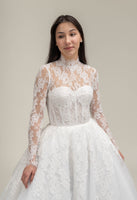 LOOK 26 Modest french corded lace sleeves bridal gown (Model WG2024-26)