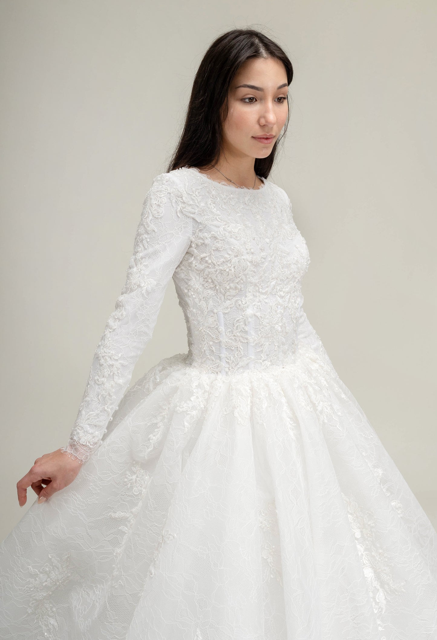 LOOK 19 Embroidery wedding gown from premium Chantilly lace (Model WG2024-19)