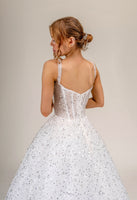 LOOK 8 Classic square neckline glittering sequins bridal gown (Model WG2024-08)