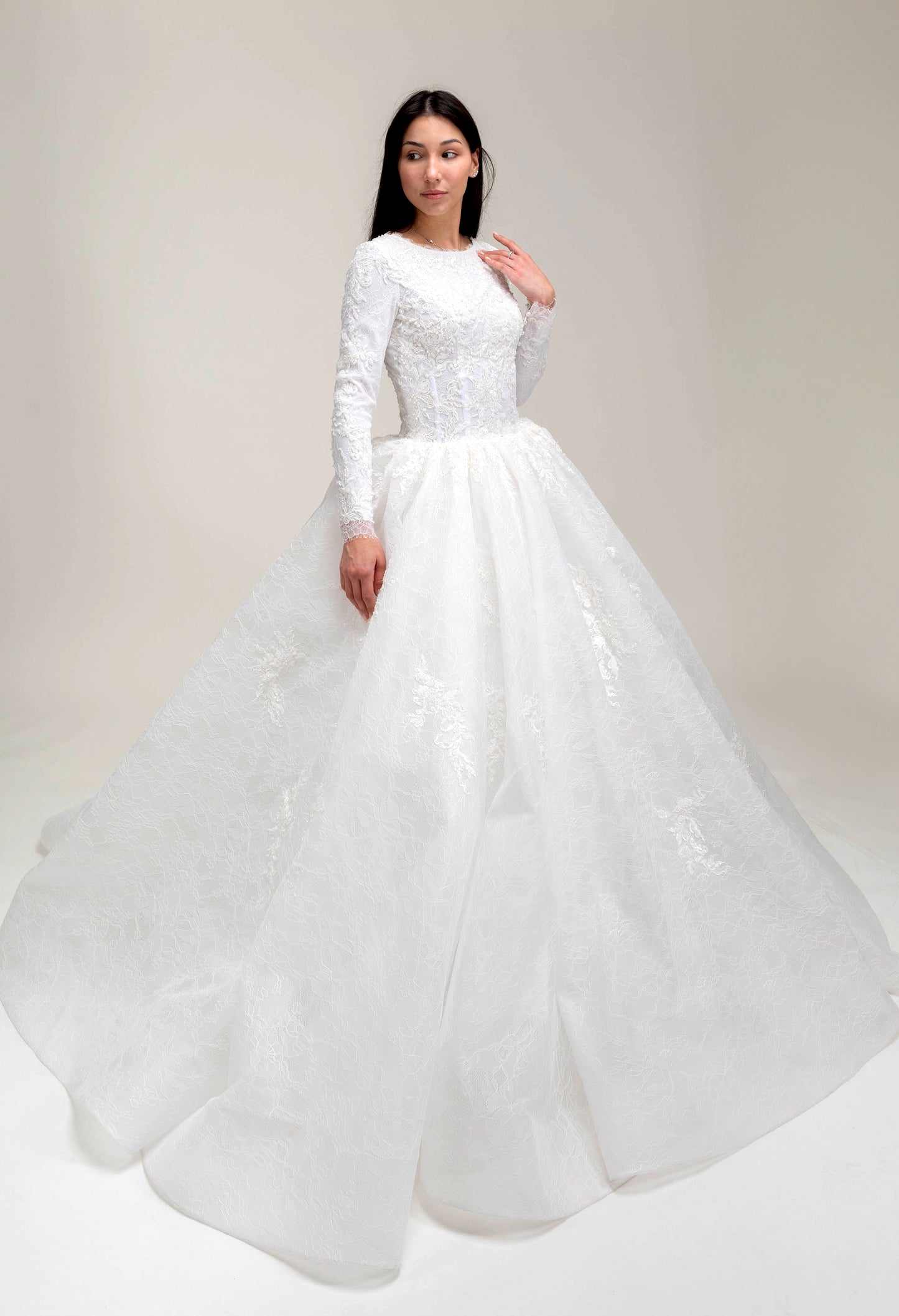 LOOK 19 Embroidery wedding gown from premium Chantilly lace (Model WG2024-19)